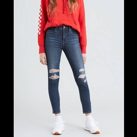 Levi's 721 High Rise Skinny Ankle Distressed Jeans - Picture 1 of 14